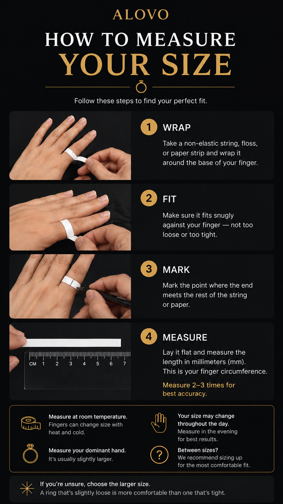 How to measure your finger for an Alovo smart ring