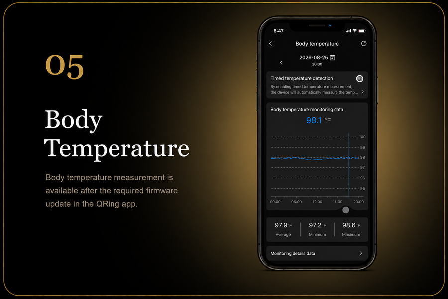 Alovo Body Temperature tracking screen