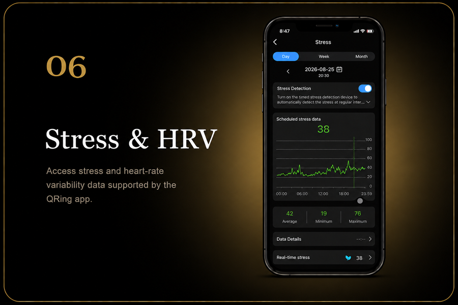 Alovo Stress and HRV tracking screen